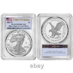 Prévente 2025-W Proof 1 $ American Silver Eagle Laser Beam Privy PCGS PR70DCA