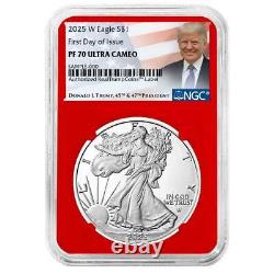 Prévente 2025-W Proof 1 $ American Silver Eagle NGC PF70UC FDI Étiquette Trump Re