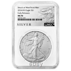 Prévente 2026 (W) 1 $ American Silver Eagle NGC MS70 ER Étiquette ALS