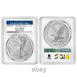Prévente Ensemble de 3 pièces 2025 (W) 1 $ 1 oz American Silver Eagle PCGS MS70 FDOI Wes