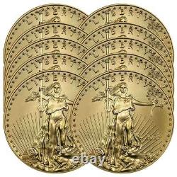 Prévente Lot De 10 2021 $5 American Gold Eagle 1/10 Oz Brilliant Uncirculated