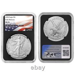 Prise de commande anticipée 2026 $1 American Silver Eagle NGC MS70 ER Étiquette Drapeau Noyau Rétro