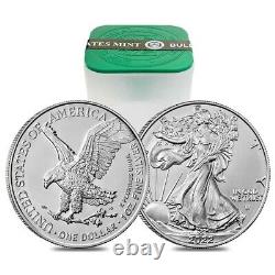 Roll Of 20 2022 1 Oz Silver American Eagle $1 Coin Bu (lot, Tube De 20)