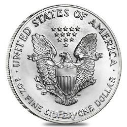 Rouleau De 20 1991 1 Oz D'argent American Eagle 1 Coin Bu $ (lot, Tube De 20)