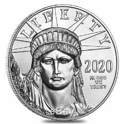 Rouleau De 20 2020 1 Oz Platinum American Eagle $ 100 Coin Bu (lot, Tube De 20)