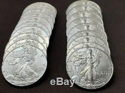 Rouleau De 20 Silver Eagles Américains Un Oz. 2002 En Nous Mint Tube + Bonus Silver Coin