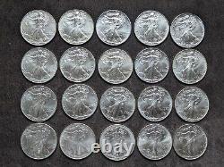 Rouleau de 20 pièces d'argent American Silver Eagle de 1993, non circulées, prix le plus bas sur Ebay ou n'importe où.