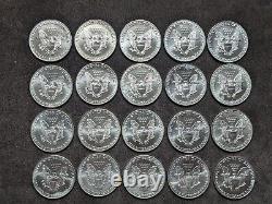 Rouleau de 20 pièces d'argent American Silver Eagle de 1993, non circulées, prix le plus bas sur Ebay ou n'importe où.