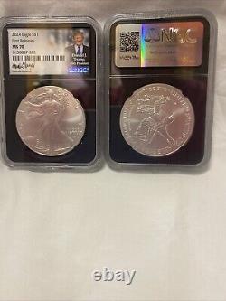 Série Signature Donald J. Trump 2024 1$ Aigle d'Argent Première Édition MS 70