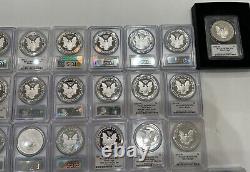 Série complète American Silver Eagle 1986-2023 PCGS PR70 DCAM incl. Signature 1995W
