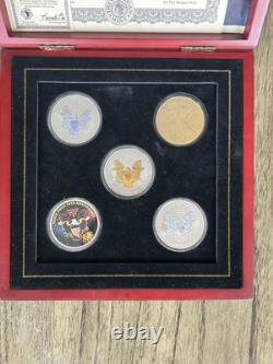 Set de 5 pièces en argent Morgan Mint Silver Eagle 20e anniversaire 2006 (Avec certificat d'authenticité)