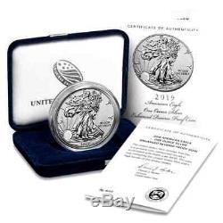Sf Neuf De 2019 S-999 Am. Silver Eagle Renforcée Inverse 1 Coin Proof Withcoa $