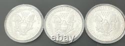 Trois ! Silver Eagles américains de 2000 ? Motif peint de Lady Liberty, état BU