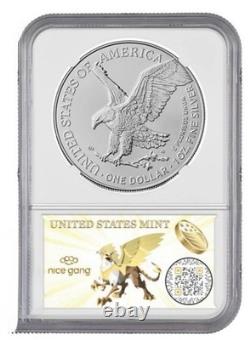 ULTRA RARE 2025 Gem Unc NGC 1 des Premiers 50K Silver Eagle avec Marque Privée Aigle