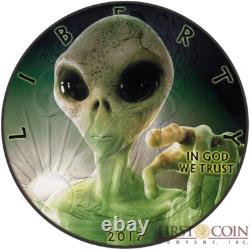 USA 1 oz ALIEN OVNI American Eagle WALKING LIBERTY pièce en argent 2017 phosphorescente dans le noir