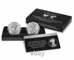 U. S. Mint American Eagle 2021 Ensemble De Deux Pièces D'une Once D'argent À L'épreuve Inverse