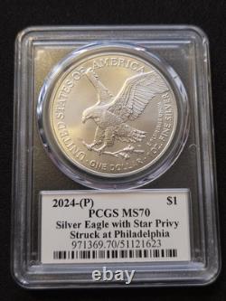 Ultra Breaks Privy Power 2024 Silver Eagle Star ? Privy MS70 Étiquette Or 1 de 150
