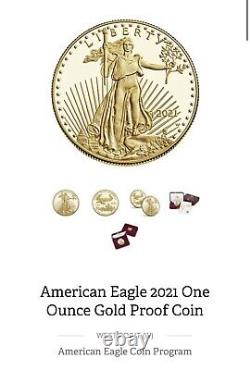 Us Mint American Eagle 2021 One Ounce Gold Proof 21eb Pièce Scellée