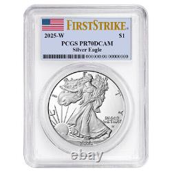 Vente anticipée 2025-W Preuve $1 Aigle d'Argent Américain PCGS PR70DCAM FS Étiquette Drapeau W