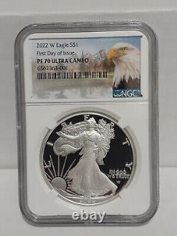 (in Hand) 2022 W Ngc Pf70 1 $ American Silver Eagle Proof Premier Jour D'émission